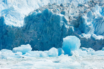 Icebergs floating in the ocean on July 15, 2007 below the South Sawyer Glacier in Tracy Arm near Juneau, Alaska.