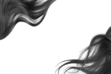 Natural black hair isolated on white. Background