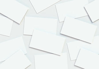 Scatter Business Cards Mockup. Top view. 3d rendering.