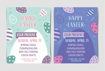Easter egg hunt invitation template. Vector illustration.