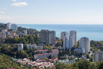 Fototapeta premium Panorama of the city by the sea in summer