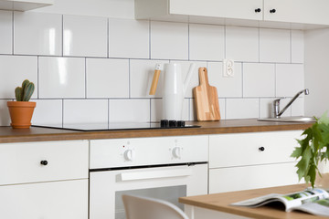 Kitchen interior with white cupboards