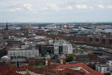 Aerial view of Hamburg port on a summer day