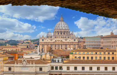 Fototapeta na wymiar Rome city Vatican skyline view