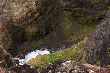 Top view of the Botnsa river - Glymur, Iceland