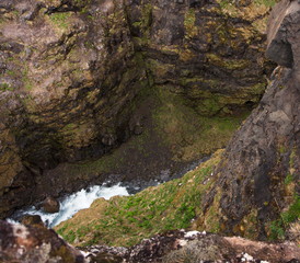 Top view of the Botnsa river - Glymur, Iceland
