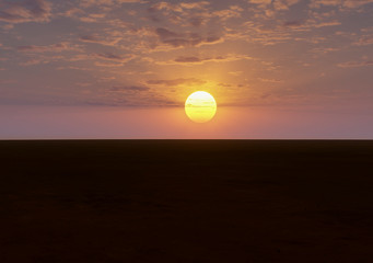 sundown in the steppe straight horizon background