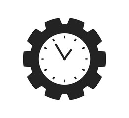 Time Icon with Clock and gear symbol. Flat style vector EPS.