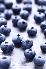 Ripe blueberries on grey background