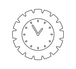 Time line Icon with Clock and gear symbol.