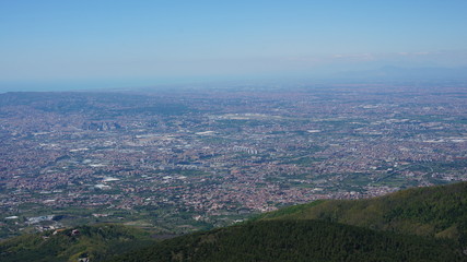 Scenic picture-postcard view of the city of Napoli (Naples), view from the famous vulcano Vesuv