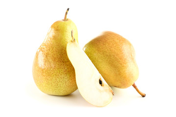Ripe pears isolated on white background