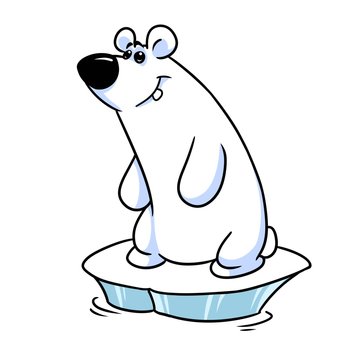 polar bear ice floe animal character cartoon illustration isolated image
