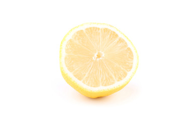 Piece of lemon fruit isolated on white background