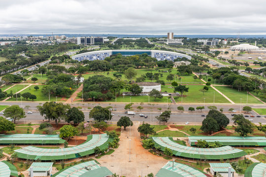 View from TV Tower to buildings in central Brasilia, Brazil