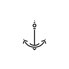 Black line abstract anchor vector simple icon. Nautical maritime