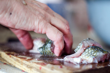 Cutting fresh fish