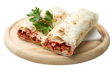 Doner kebab, shawarma in pita and  parsley