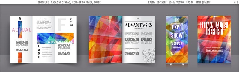 Set of Vector template layout annual report,brochure,cover,flyer,leaflet,business presentation,booklet,roll up,book,magazine,banner,document,poster,promotion,catalog.Abstract background illustration
