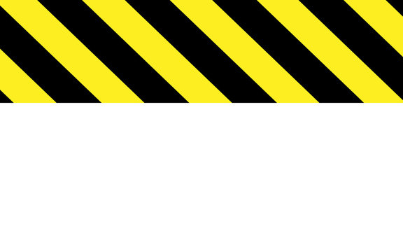 Caution or warning in black and yellow stripes with white part