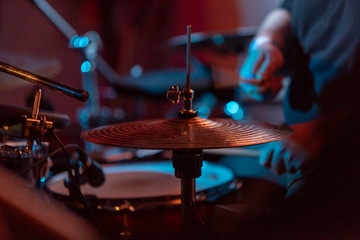 an evening concert, drums, on which a drummer plays during the performance