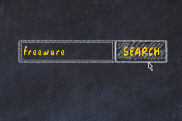 Chalk board sketch of search engine. Concept of looking for freeware