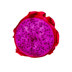 half dragon fruit red isolated on white background