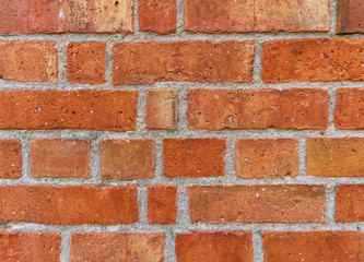 Obraz premium Closeup of an old red brick wall pattern. Abstract texture and background.