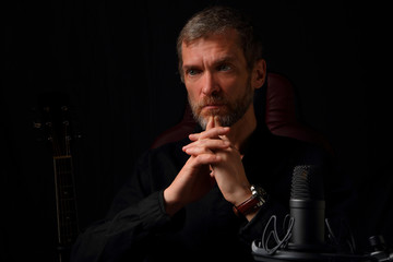 Portrait of a musician in a recording Studio