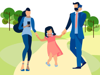 The child suffers from indifferent parents. In minimalist style Cartoon flat Vector