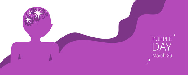 Purple day vector banner template