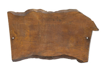 wooden blank sign on white background