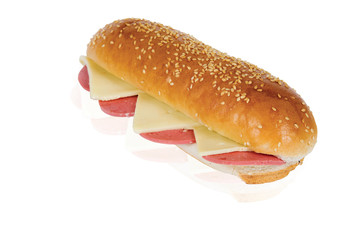 Sandwich with cheese, salami