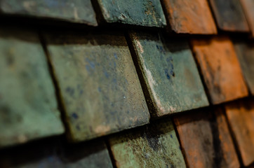 Close-up of old roof tiles