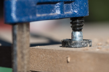 wood working, screw clamp, close-up