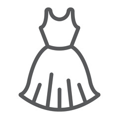 Woman dress line icon, female and clothes, gown sign, vector graphics, a linear pattern on a white background.