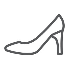 Women shoes line icon, female and footwear, high heel sign, vector graphics, a linear pattern on a white background.