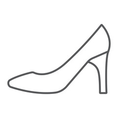 Women shoes thin line icon, female and footwear, high heel sign, vector graphics, a linear pattern on a white background.