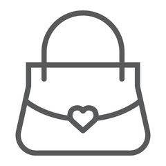 Women bag line icon, girl and purse, handbag sign, vector graphics, a linear pattern on a white background.