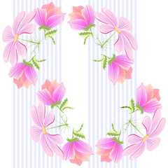 Gentle feminine spring pink floral decorative pattern for design of a scarf, fabric, paper, scarf, hijab in pastel colors
