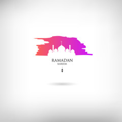 Ramadan Kareem Design With Colorful Paint Splash