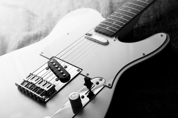 Guitar electric rock background. Close up, shallow depth of field