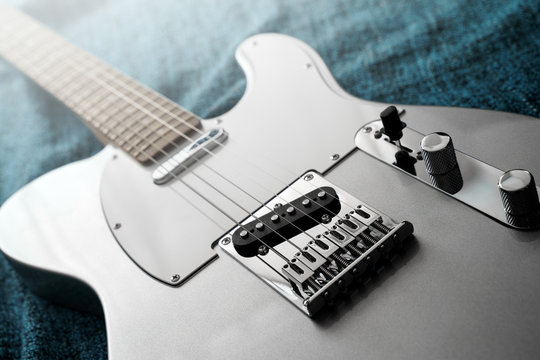 Guitar electric rock background. Close up, shallow depth of field