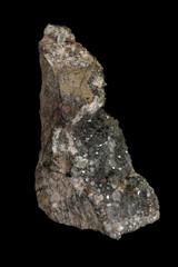 Macro stone mineral smoky quartz on a black background