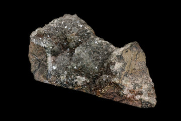 Macro stone mineral smoky quartz on a black background