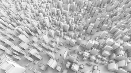 Abstract whitefuturistic city blocks forms