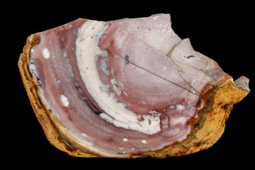 Macro stone Flint mineral on a black background