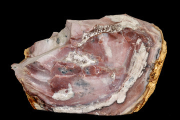 Macro stone Flint mineral on a black background