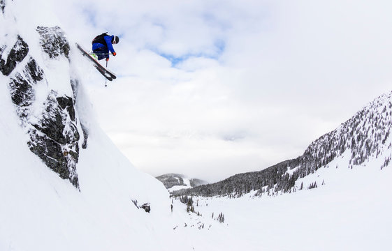 Man skiing at Whistler Blackcomb Ski Resort, Whistler, Canada