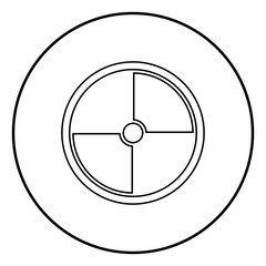 Viking shield icon outline black color vector in circle round illustration flat style image